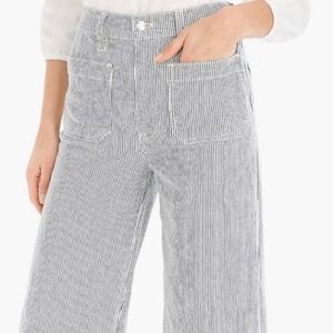 Point Sur Wide Leg Crop Denim in Ticking Stripe